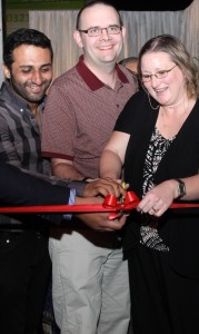 Offical ribbon cutting with Owner of Second Cup Gulberg, Ahsan Raza, & Allison Stewart
