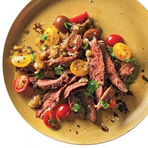 Grilled Skirt Steak & Roasted Tomatillo Sauce 