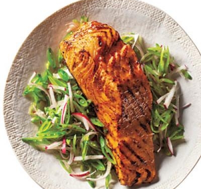 Barbeque Salmon And Snap Pea Slaw